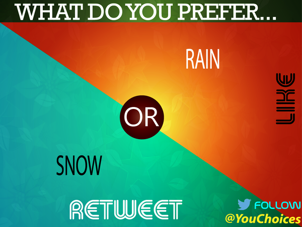 YouChoices's tweet photo. Snow or rain? https://t.co/H5q3ucsuAK