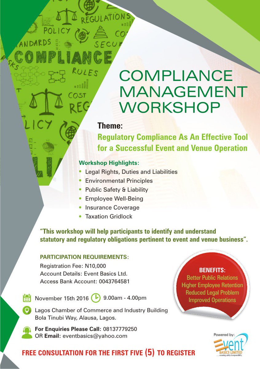 EventSafetyNig's tweet photo. Event and Venue owners don't want to be in default but the intricacies of compliance elude most. #Hereistheanswer https://t.co/8EcmTpcyT7