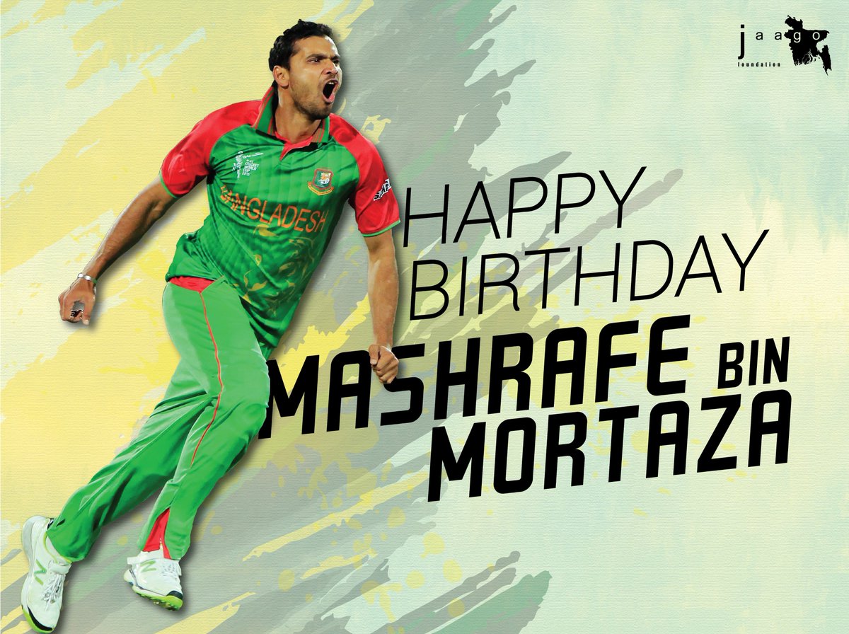 JAAGOFoundation's tweet photo. Happy Birthday Mashrafe Bin Mortaza!
#Mash02 https://t.co/TLSTvczmC4