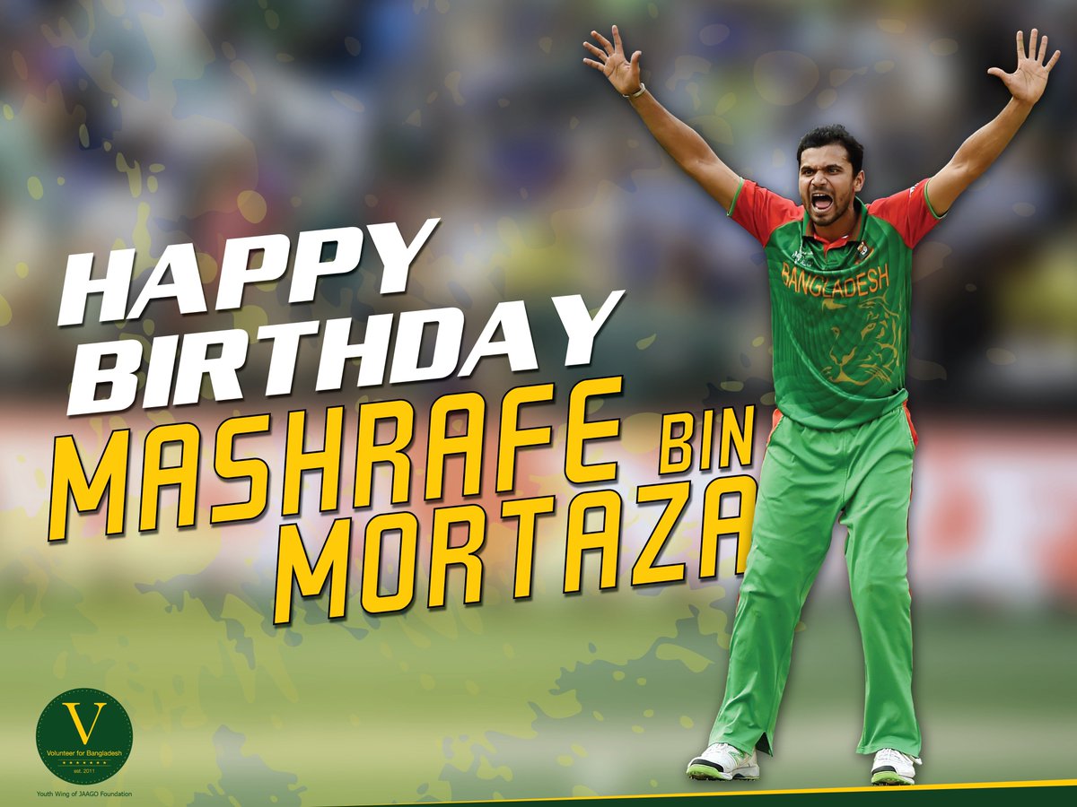VforBD's tweet photo. Wish you a wonderful birthday Mashrafe Bin Mortaza!
#Mash02 https://t.co/yfwnQjT3vF