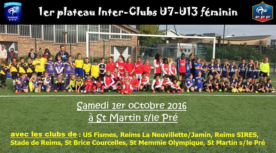 Le 1er plateau inter-clubs U7-U13 Féminins a eu lieu ce samedi matin à St Martin s/le Pré, avec 64 filles présentes.