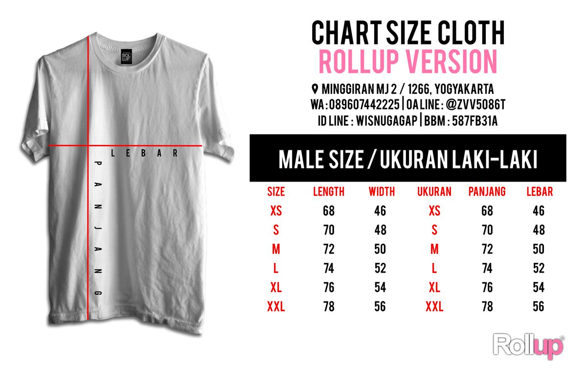 RollupMaker's tweet image. Chartsize. Untuk mempermudah dalam menentukan ukuran baju sesuai dengan selera anda. Selamat memilih!