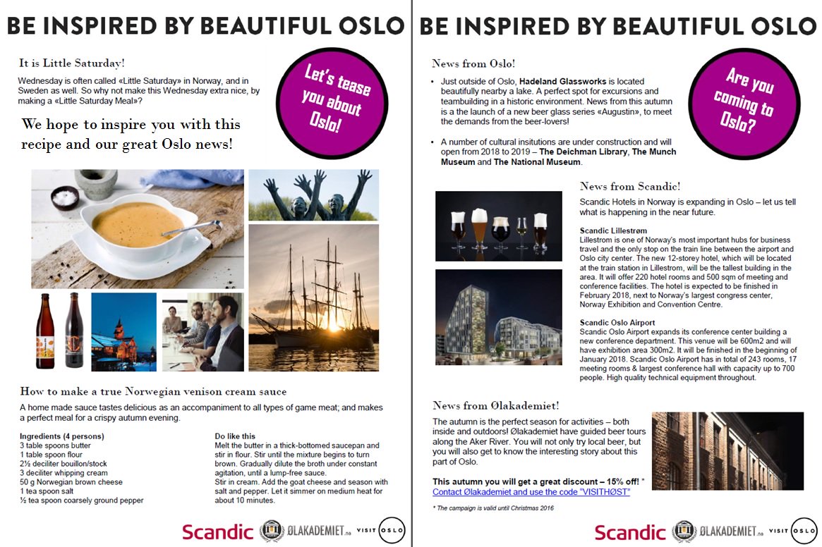 Autumn inspiration! Check out what our partners Ølakademiet and Scandic Hotels are offering! <a href="/Newsbeer/">Ølakademiet</a> @ScandicNorge  #eventprofs #visitoslo