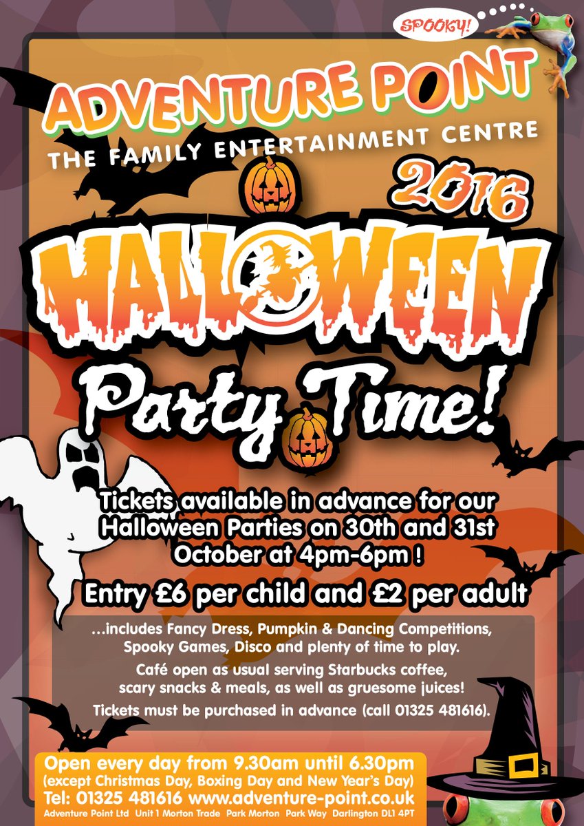 Adventure_Point's tweet image. Tickets are now available for our Halloween parties on 30th &amp;amp; 31st October. Call 01325 481616 to book now.