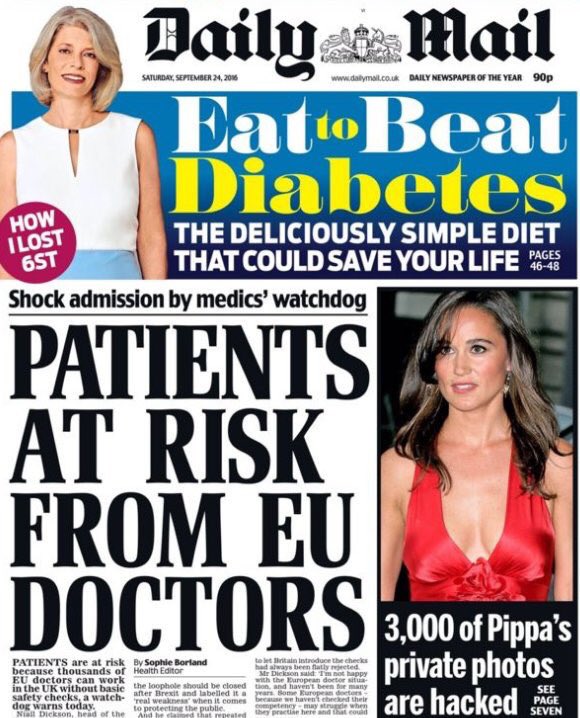 JamesMelville's tweet photo. Readers at risk of contracting xenophobia from British newspaper. https://t.co/clehTNz638