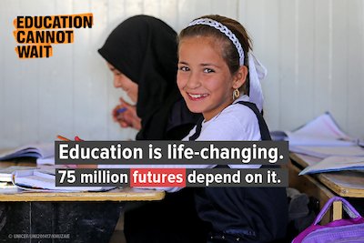 #EducationCannotWait supportsthecollaborativeeffortneeded to deliver qualitylearningtotheworld’smost vulnerablechildren &amp; youth.