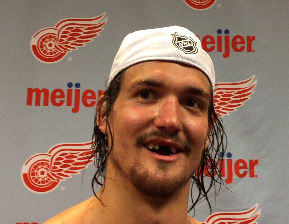 Mitch Callahan fresh off 2-goal performance in Red Wings exhibition opener.