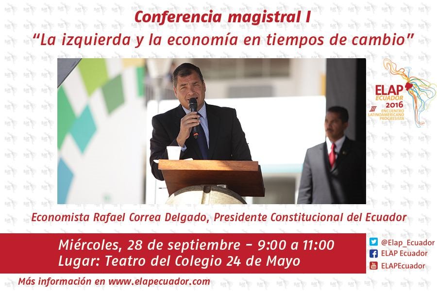 ¡Llegó el día! Mañana tod@s al Colegio 24 de Mayo en #Quito. Acto inaugural a cargo del Presidente <a href="/MashiRafael/">Rafael Correa</a> ¡#ELAP2016 entrada libre!