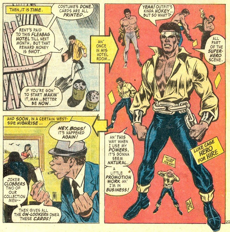 ebonstorm's tweet photo. The first issue of #LukeCage: Hero for Hire #1 is a solid piece of writing. Dense, witty, and dark. Classic 70's @Marvel. #TheAnswerMan https://t.co/5FtAonmKZs
