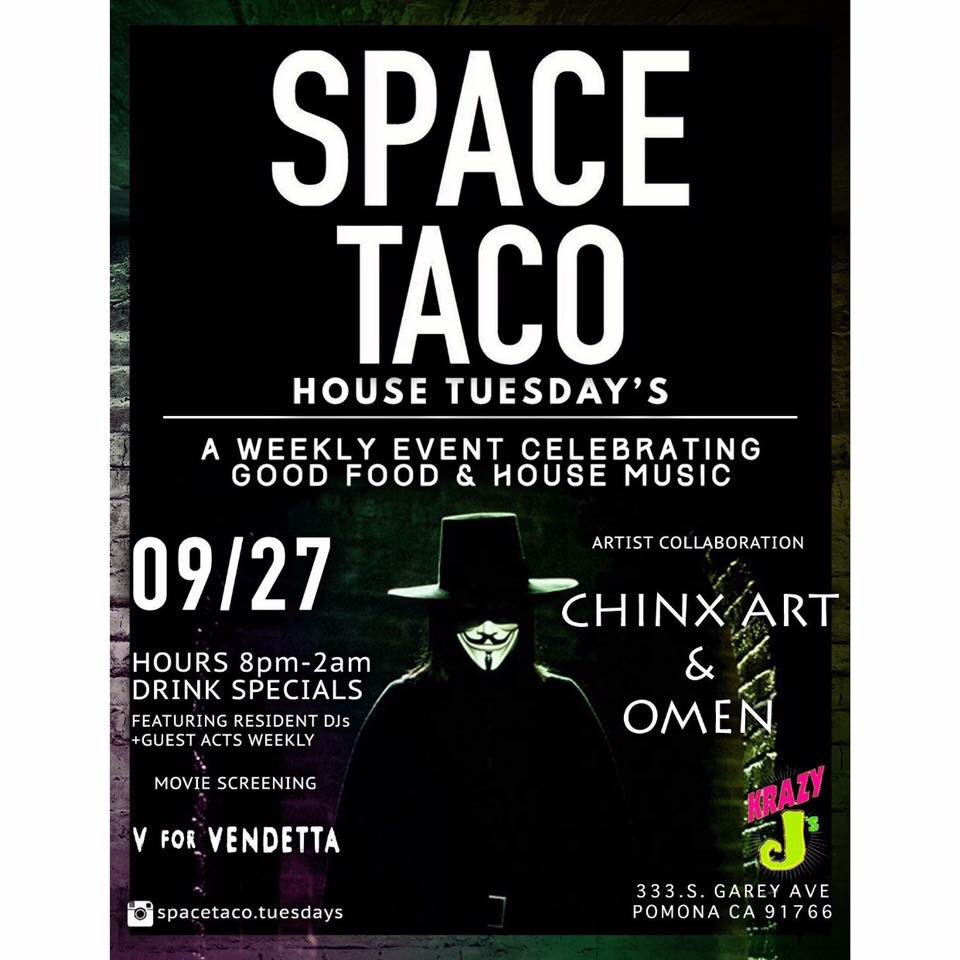 spacetacotues's tweet photo. TONIGHT! #housemusic + LIVE #art! So much local talent COME THRU✨✨🌮 ps $1 #tacos 😉 #housemusic #djs #krazyjs https://t.co/Gmng6rVmje