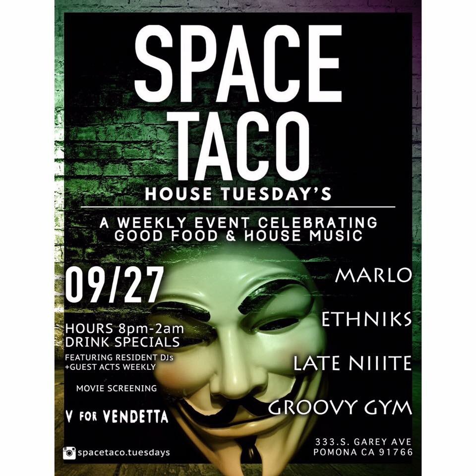 spacetacotues's tweet photo. TONIGHT! #housemusic + LIVE #art! So much local talent COME THRU✨✨🌮 ps $1 #tacos 😉 #housemusic #djs #krazyjs https://t.co/Gmng6rVmje