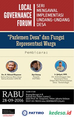 InfoPATTIRO's tweet photo. Siang ini: #LocalGovernanceForum seri Mengawal Implementasi #UUDesa bertema "Parlemen Desa" dan Fungsi Representasi Warga. Yuk merapat! :) https://t.co/Qs6WArZqoj
