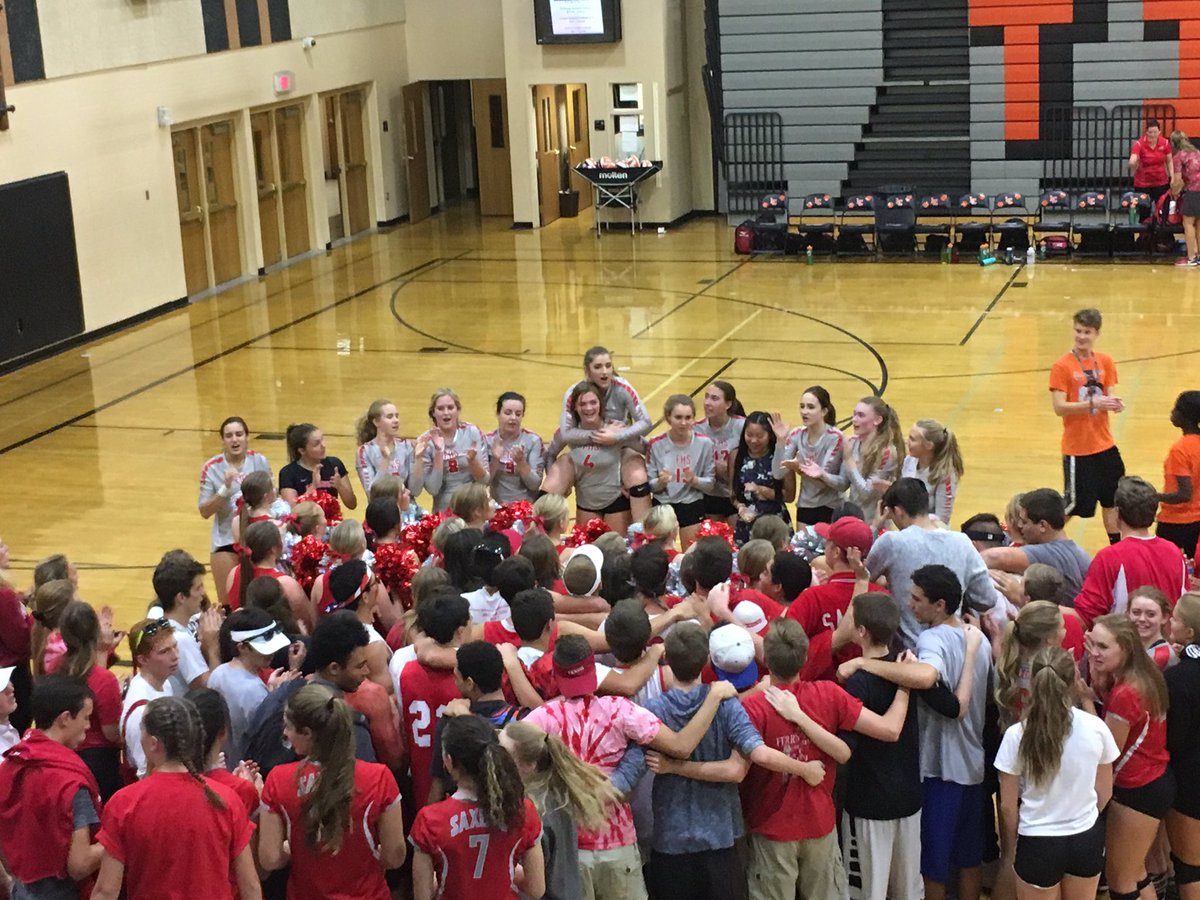 Brit_Chick's tweet photo. Loud #volleyball match tonight against LC! #beatthetigers @SaxonScores1 #saxonpride @GSL_Scores #nwpreps Great job ladies! https://t.co/Q8w2CVHRMW
