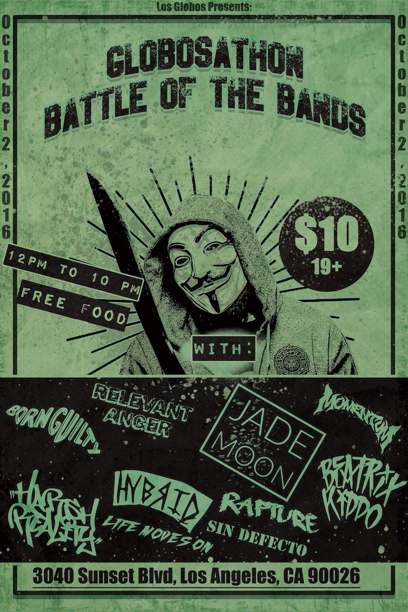 Sunday!!! Come out to Los Globos in Hollywood and let's have a fun day!
We've got tickets for $10 🤘🏻