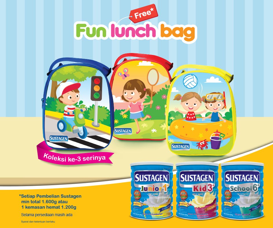 SustagenClub's tweet photo. Segera dapatkan fun lunch bag #AyoMain di setiap pembelian Sustagen. Info selengkapnya https://t.co/8AJnjNSfB2 https://t.co/OGecnObvEl