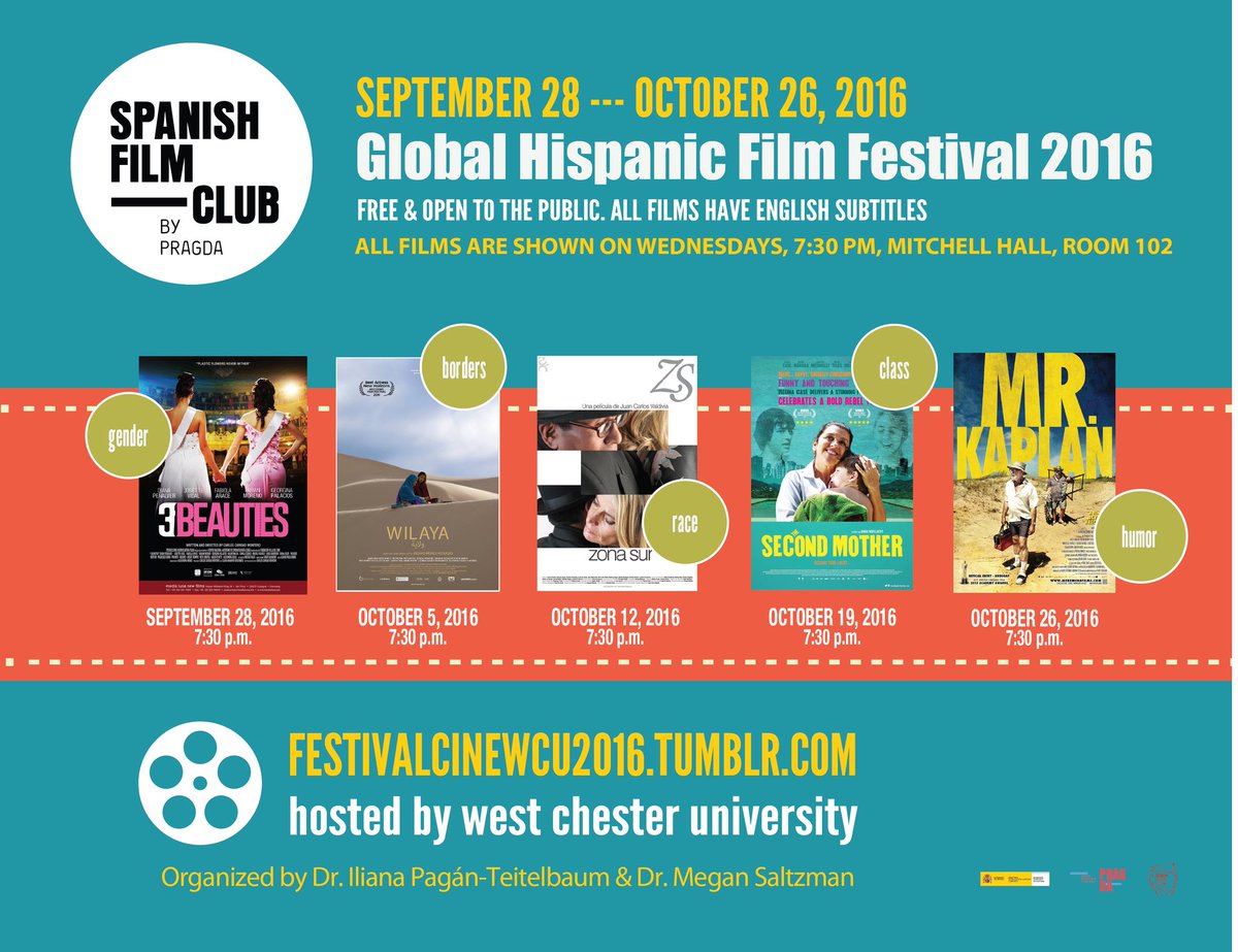PHLatinFilmFest's tweet photo. Familia, check out THE GLOBAL HISPANIC FILM FESTIVAL 2016 9/28 to 10/26 @WCUofPA All Free of charge and open to the public! #cinewcu https://t.co/BB7DBkUkpk