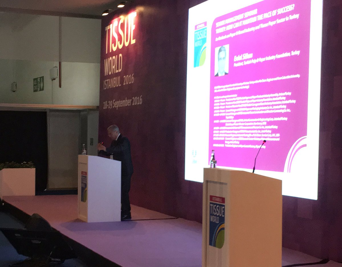 gautamtweets's tweet photo. Erdal Sukan, President of Turkish Pulp and Paper Industry Foundation at #TissueWorld presents on outlook for the tissue industry in Turkey https://t.co/X0vkYdSakS