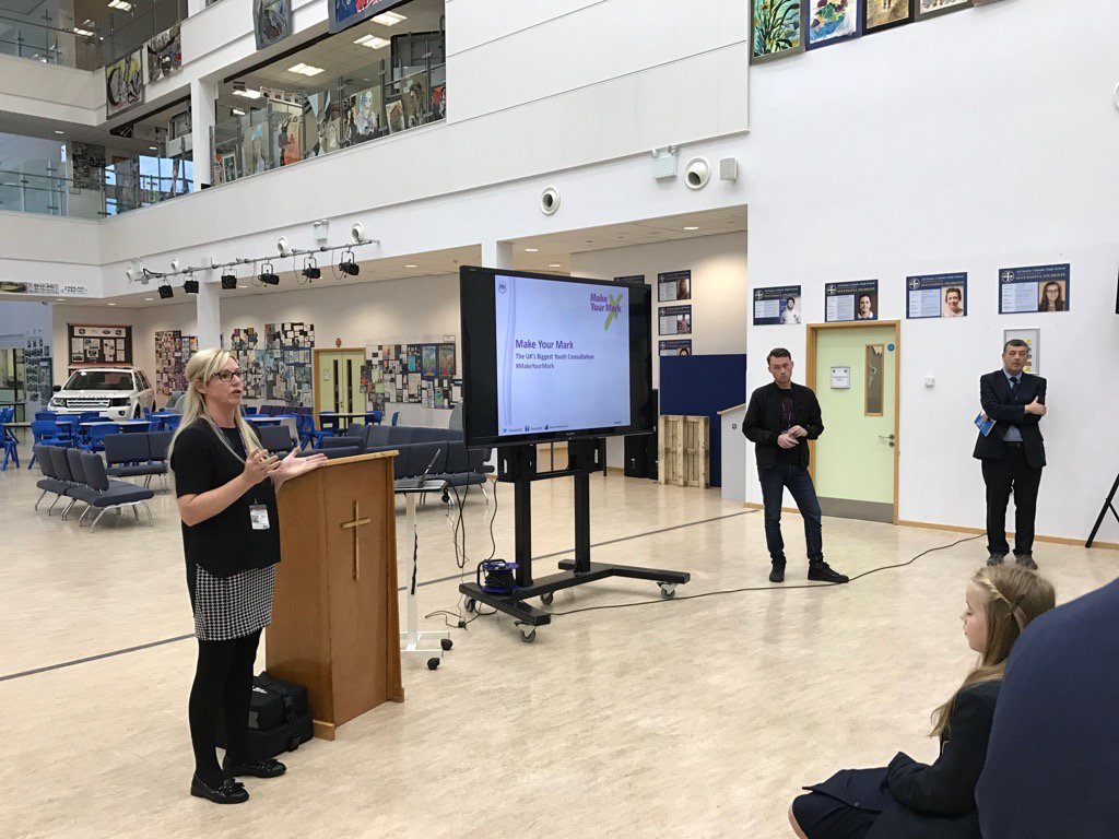 VibeUKOrg's tweet photo. Our @Shout4knowsley team delivering #MakeYourMark to @All_Saints_CHS year 8. #democracy #youthvoice @KnowsleyCouncil https://t.co/8A5Ue98SRH
