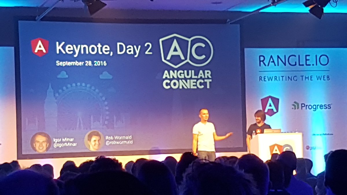 robertSPD's tweet photo. now keynote with core developers of angular2 @robwormald and @IgorMinar #angularconnect #angulars #strato https://t.co/eHsvGvzFtZ