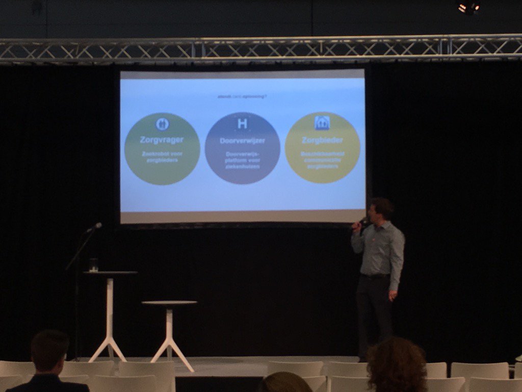 weareintocare's tweet photo. And now @atendi_care on stage! #digitalhealth #startup #kbcstartit https://t.co/Cq72XueEbn