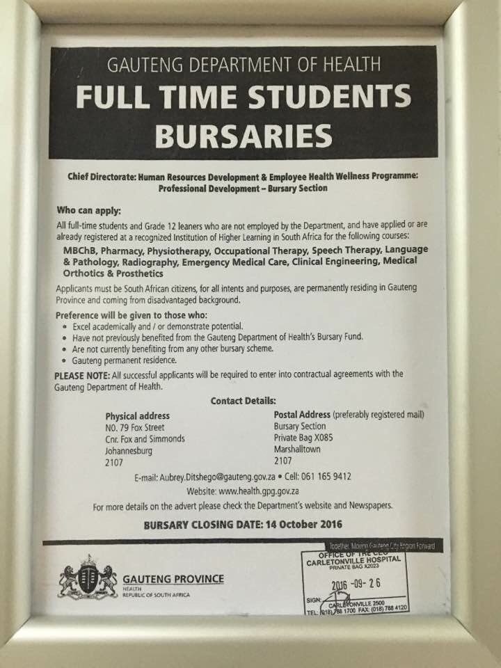 chumaninande's tweet photo. BURSARIES - GP Dept. of Health https://t.co/pp5mArABCZ