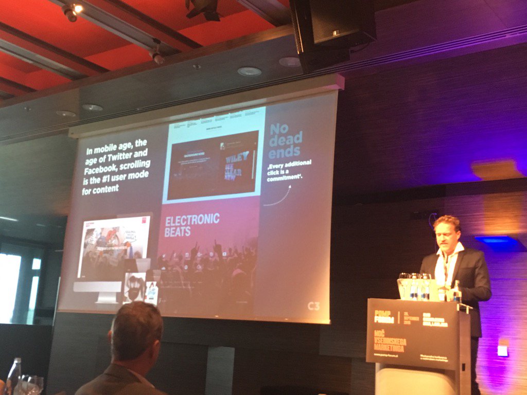 "In mobile age, scrolling is the #1 user mode content" <a href="/lkircher/">Lukas Kircher</a> #pompforum