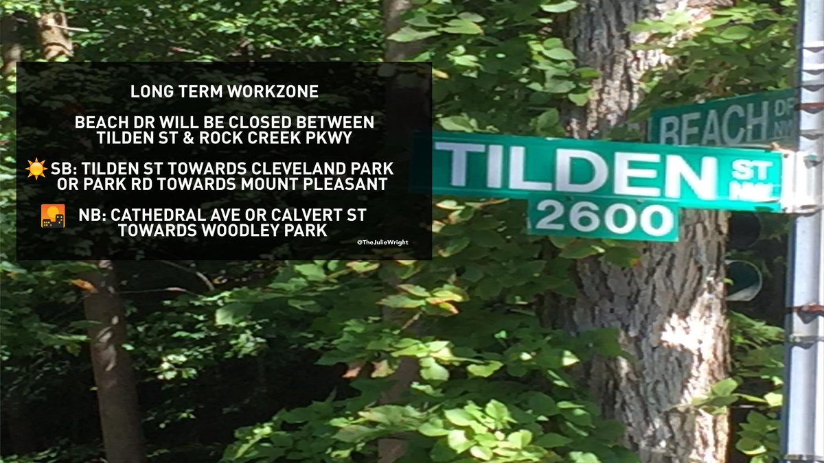 Reminder: Beach Dr closed btwn Tilden St & Rock Creek Pkwy for 6-8 mos DCtraffic
