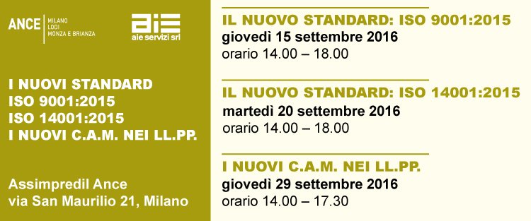 Appalti verdi nei lavori pubblici. Normativa vigente e prospettive per il settore
Ne parliamo domani in <a href="/AnceMilano/">Assimpredil Ance</a> goo.gl/hKxDZx