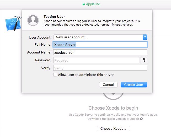 fotiDim's tweet image. #MacOSServer 5.2 is out and #XcodeServer's #_xcsbuildd user is gone. Instead you can now select the user that your bots run under. Neat!