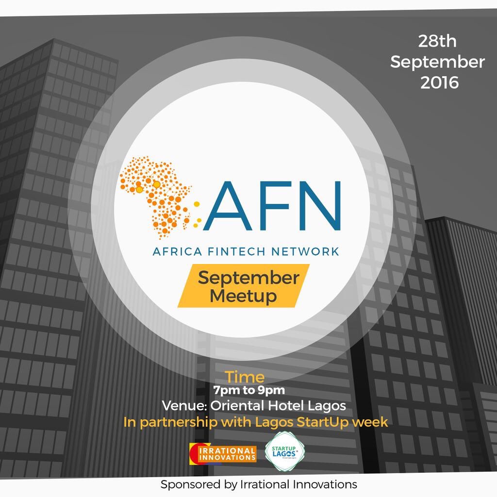 Join us today as we discuss innovation in Financial Technology by 7pm at Oriental Hotel, Lagos.