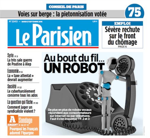 LeSabat's tweet photo. #TheChatbotFactory dans @LeParisien_75 : "Les chatbots s’adressent à tout le monde et particulièrement aux..." > https://t.co/oETSUhgdmG https://t.co/l3In0qHAW8