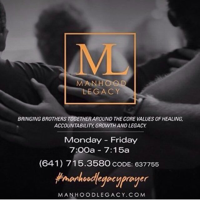 manhoodlegacy's tweet photo. Let's get through the middle of the week w/ @Jeffsnation's #ManhoodLegacyPrayer. The call begins at 7am Brothers! https://t.co/OdEIAOCoC8