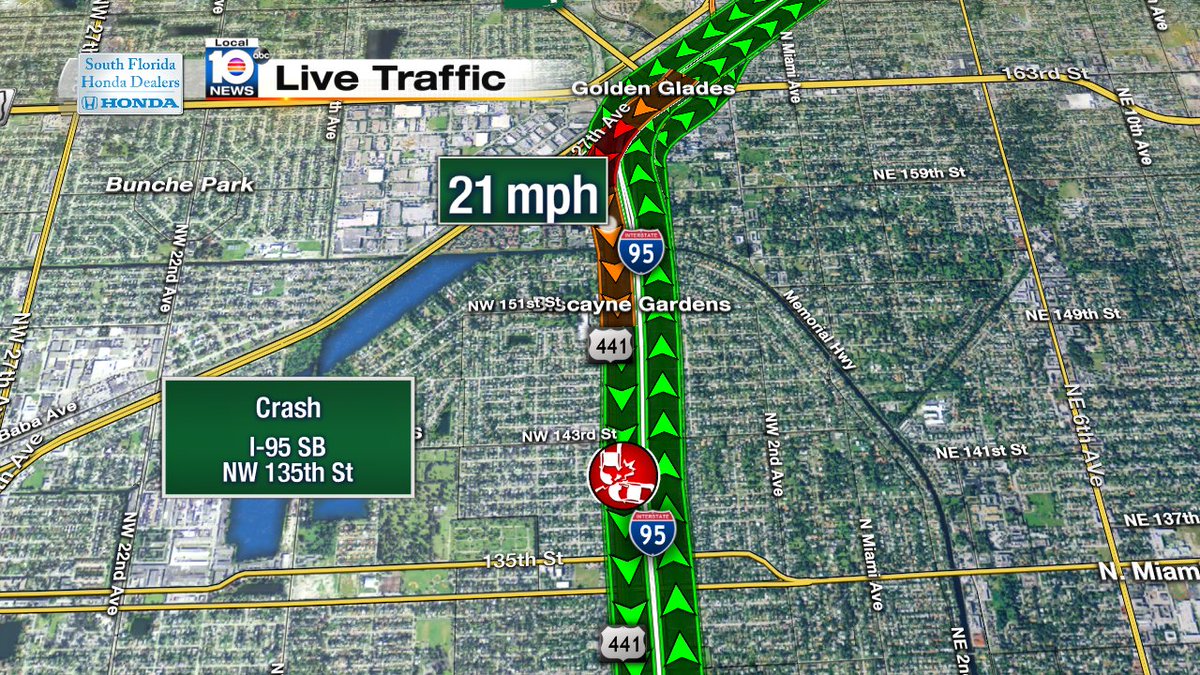 Crash on I-95 SB at NW 135th St #traffic #miami https://t.co/KRBnASPWHi