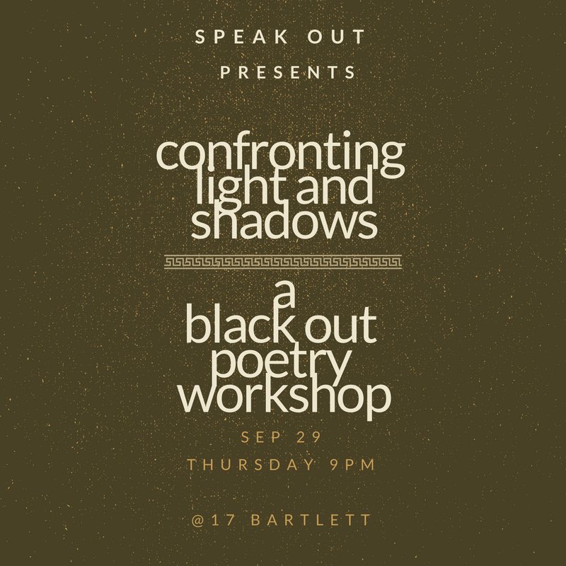 RUSpeakOut's tweet photo. TOMMORW AT 9 
Create with us 
Workshop led by Rae ▪️▫️ https://t.co/KONMsiBsQE