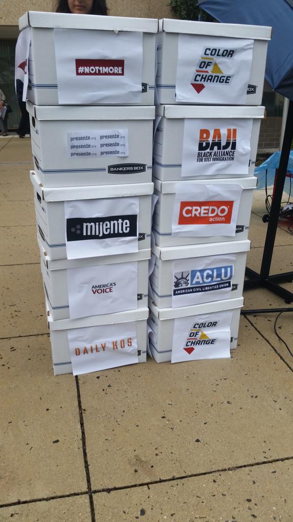 Not1_More's tweet photo. We are rolling to #endprivateprison #enddetention 200k petition delivery! https://t.co/S7hhsx8i3Z