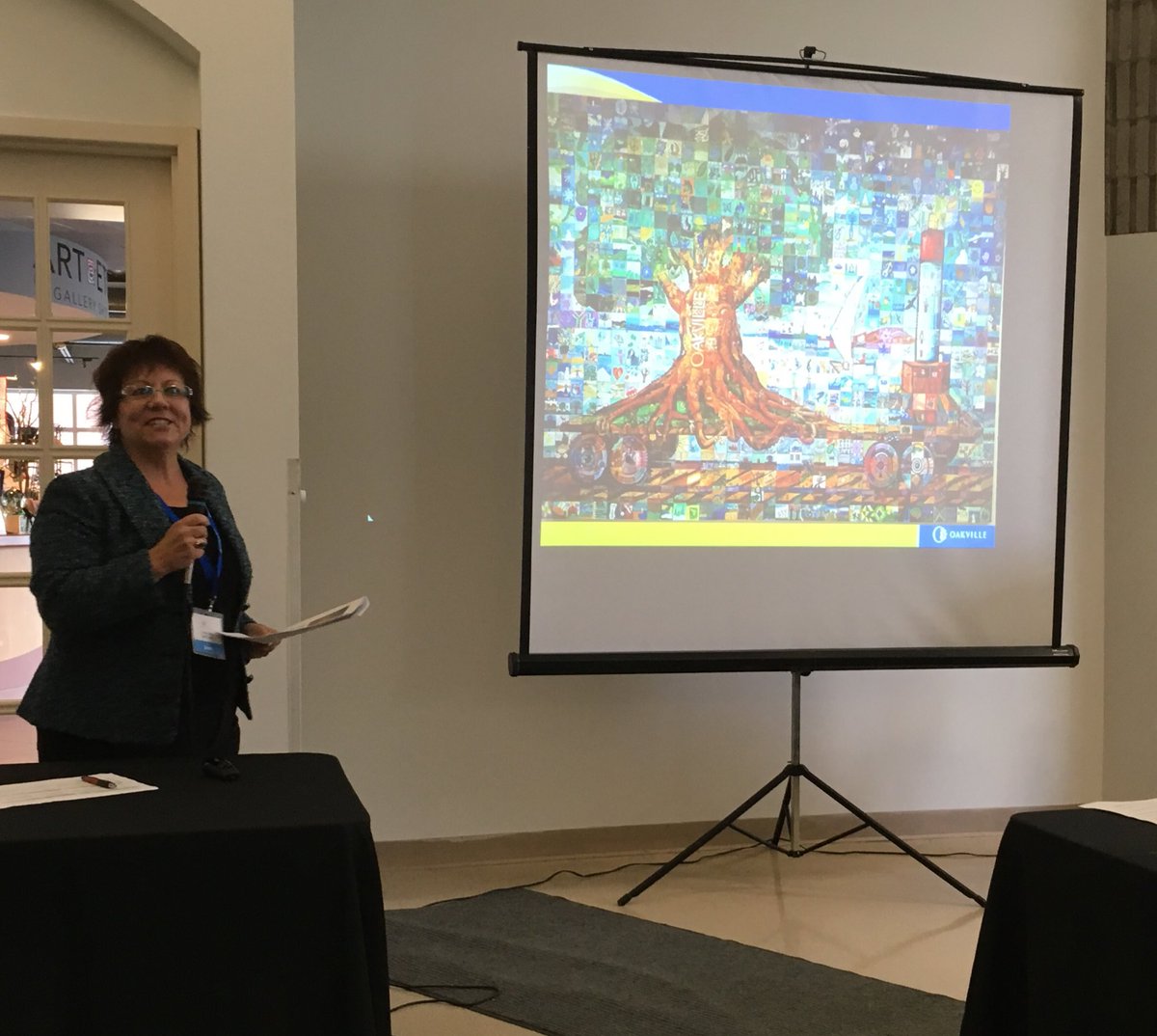 MunInnovators's tweet photo. Cindy Toth presenting Achieving Environmental Sustainability Through Partnerships from @townofoakville at #MICIgnite https://t.co/h3DKZUf90q