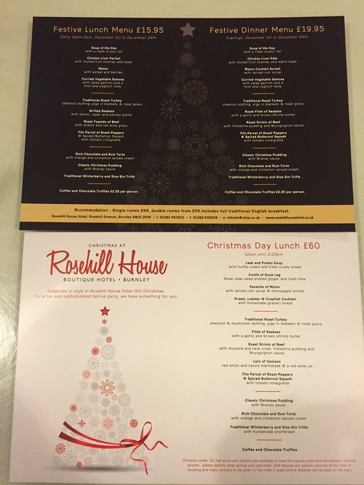 Christmas 2016 with Rosehill House. 
Please call the hotel directly for more information 01282 453932 #rosehillhouse #christmasfun