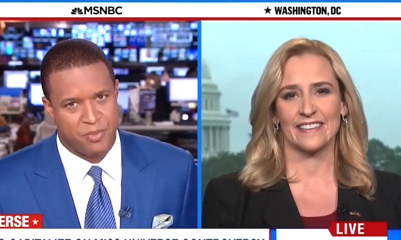 MediaiteTV's tweet photo. MSNBC Anchor Clashes With Trump Supporter Who Shrugged Aside Miss Universe Insults https://t.co/RjuRJpwGc7 (VIDEO) https://t.co/6XNOkgCIZY