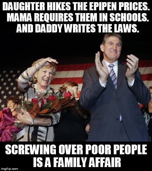 MylanProtest's tweet photo. One of the hottest Memes ever generated in WV! Sen. Manchin sure hates it. B/ this is what happens in La Familia. #MylanProtest #FreeEpi https://t.co/xn7VcSvOgJ