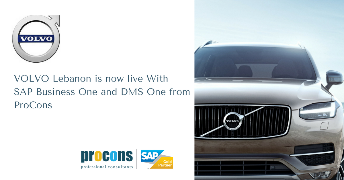 SEIDORONE's tweet photo. Volvo Lebanon is now LIVE with #SAPBusinessOne and #DMSOne from #Procons https://t.co/vvB9MRKudS
