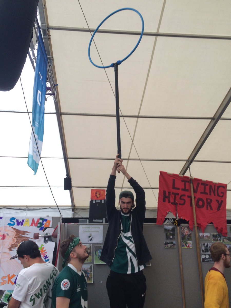 Find us at Singleton Campus for Freshers Fayre and enjoy the worlds highest hoop #swanseauni #Freshers2016 #Quidditch