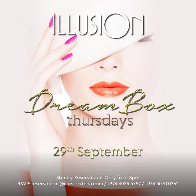 illusiondoha's tweet photo. Let’s celebrate the night, it’s #DreamBoxThursday. Dance through the shimmering night to the greatest party sounds. #IllusionDoha https://t.co/lTN9cyVpRM