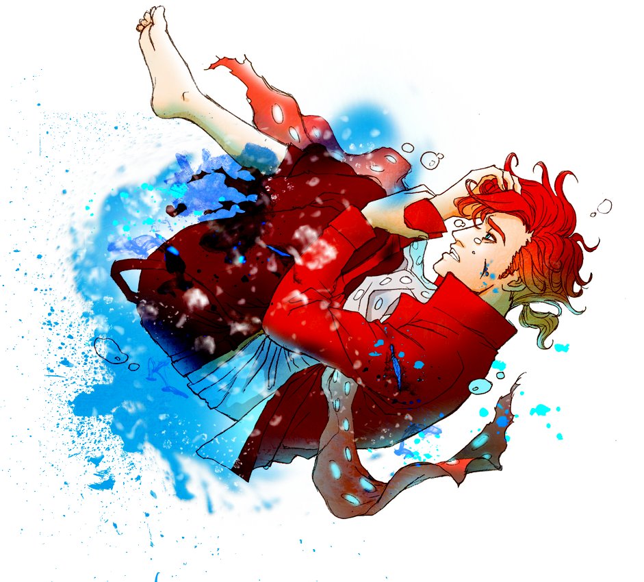 えび New Mikke参戦 擬人化ハンクさん 蒼い血ネタやっと描けました タコさんは蒼い色の血 だって知って描きたかったのです 脚を失って海洋生物研究所に保護されたin水槽 水が蒼いから血が目立たなくてショックwなので水槽がないverも