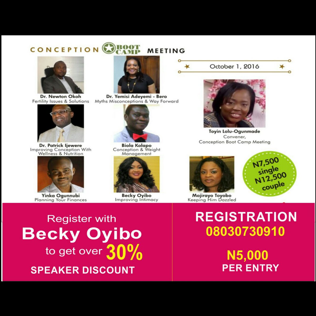 iamBeckyOyibo's tweet photo. Get over 30% speaker discount!! #october1st #ikeja #lagos #conceptionbootcamp #fertilitysolutions #colourtherapy https://t.co/X9iWyJgse1