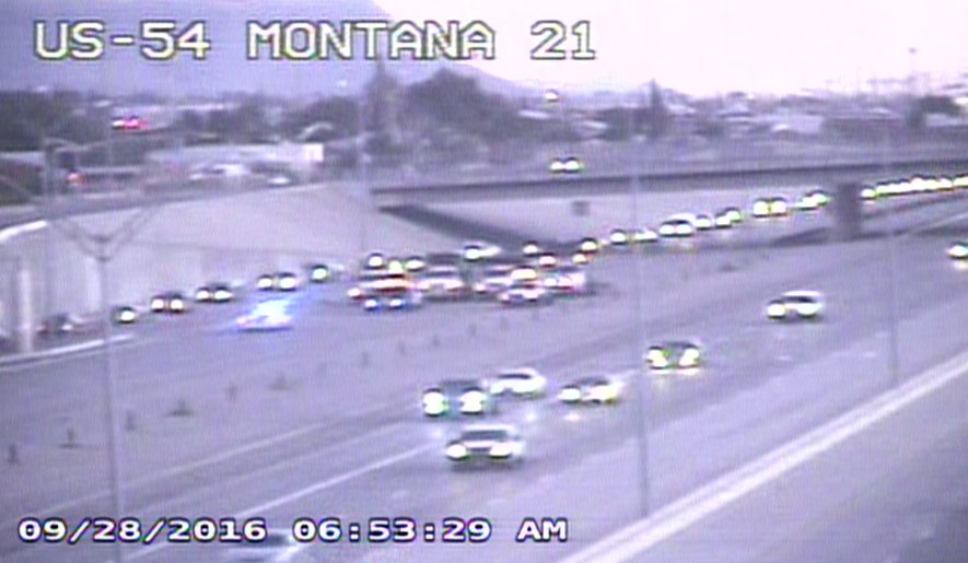 Starting to see major congestion US-54 SB. Ramp to I-10 WB. Exit at Montana.