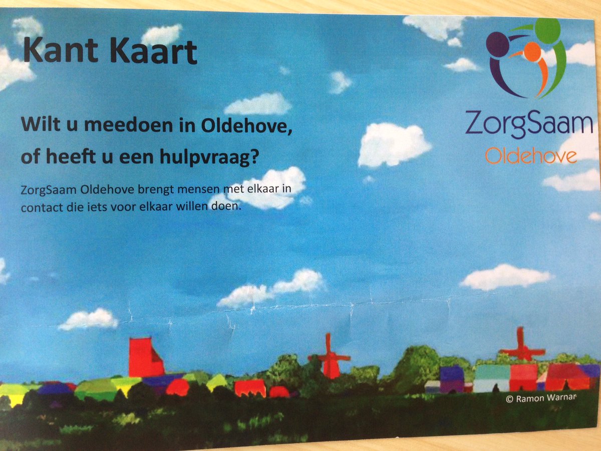 Mooi initiatief: ZorgSaam #Oldehove komt met Kant Kaart, brengt mensen met elkaar in contact die iets voor elkaar willen doen.