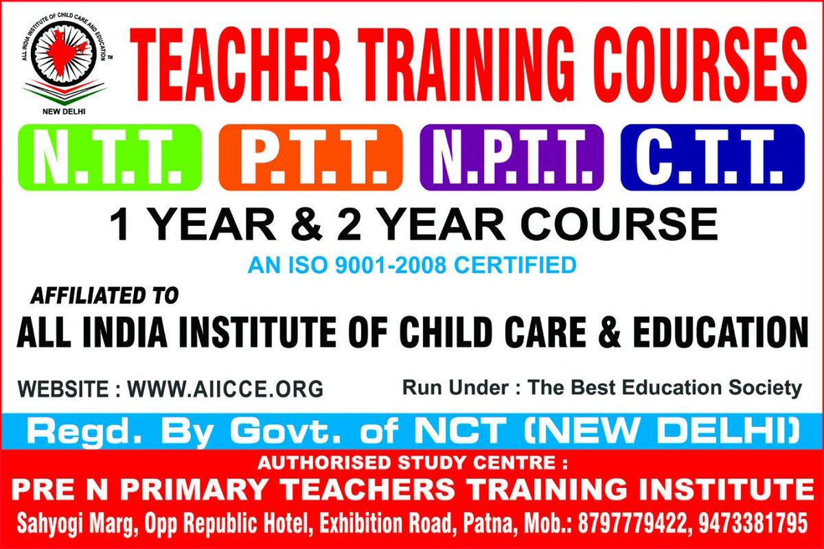 SapnaPagaria's tweet photo. Admission for Diploma in (NPTT) Nursery Primary Teacher Training and (PTT) Primary Teacher Training Courses
https://t.co/auQJKI9W7a https://t.co/sjp0iVBGPW