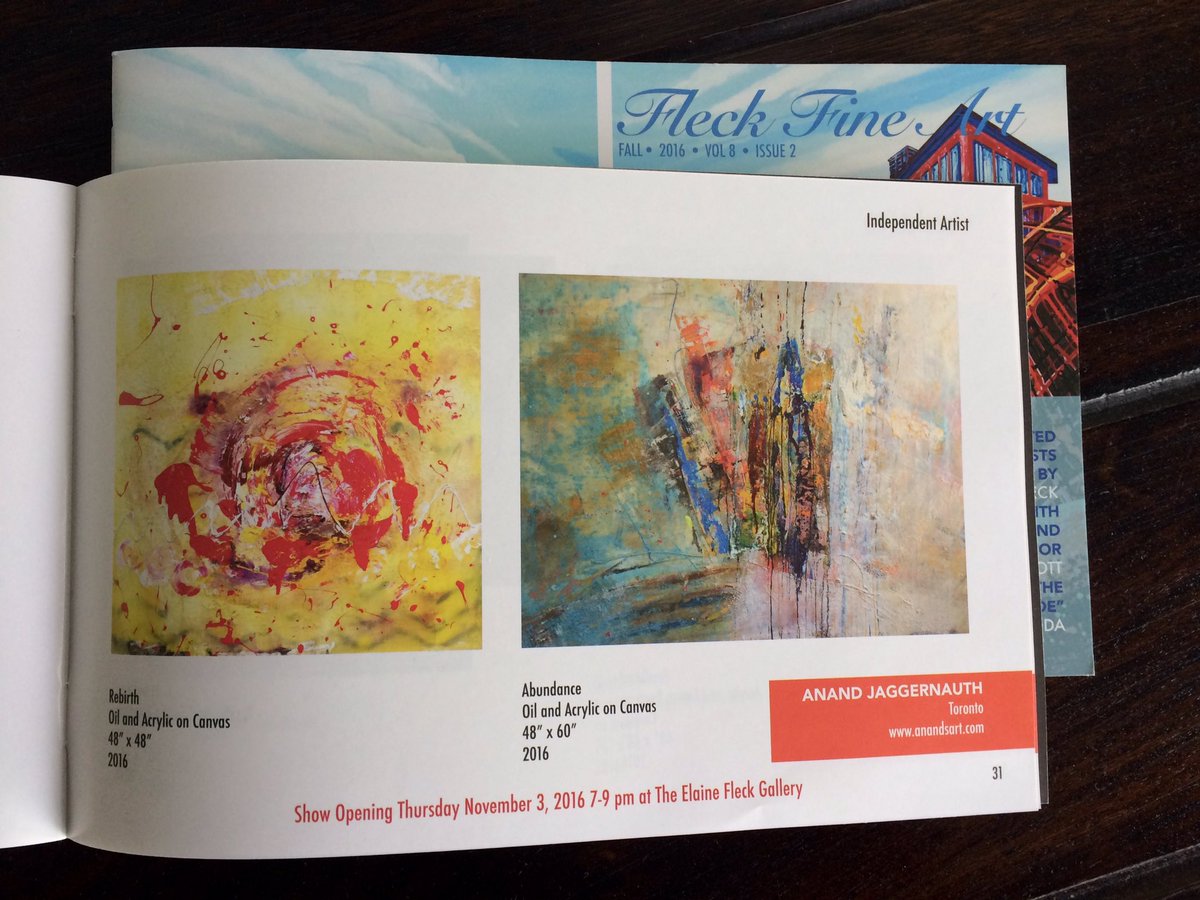 anandsart_to's tweet photo. Featured in the Elaine Fleck Gallery Fall Catalogue 2016 #artcatalogue #iloveart #torontogalleries #blessed https://t.co/W2lYKhGhks