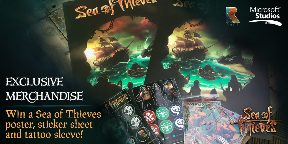 SeaOfThieves's tweet photo. Prepped to pilfer more plunder? Then RT and follow us for a chance to win #SeaOfThieves swag! Two winners picked in 24 hours. #WinWednesday https://t.co/MBfRbQ9d5Z