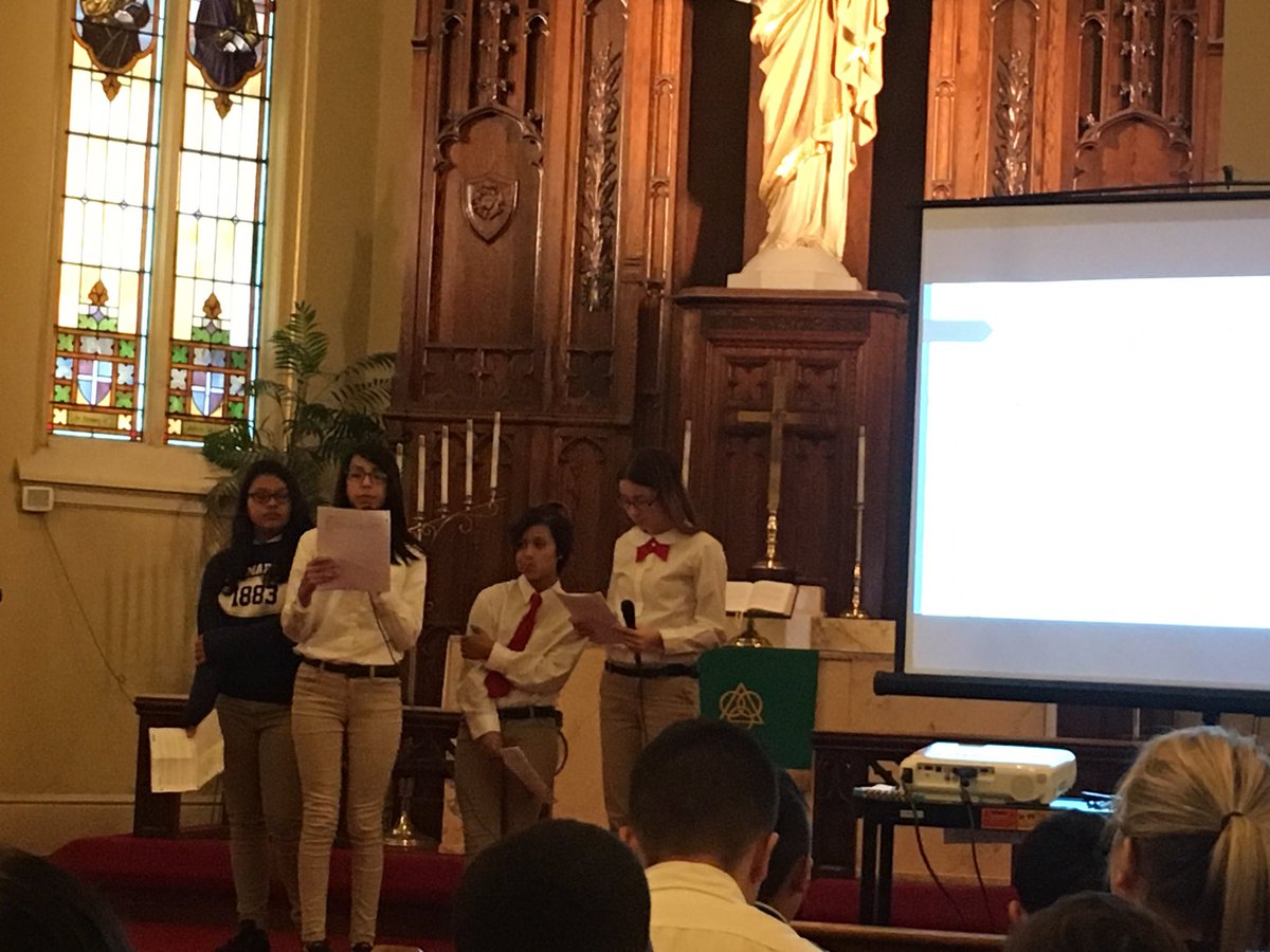 stmartinischool's tweet photo. 8th grade leaders leading chapel 2 Timothy 3:16-17, Psalm 56:3 #equippedforeverygoodwork #mytrustinYou https://t.co/OUiTPc9KgV